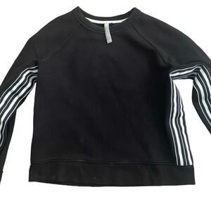 ATHLETA Black + White 24/7 Striped Pullover Crew Sweatshirt
